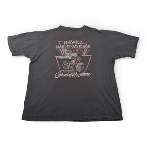 Vintage Harley Davidson Shirt Adult EXTRA LARGE Black Henley Biker Iowa USA 90s